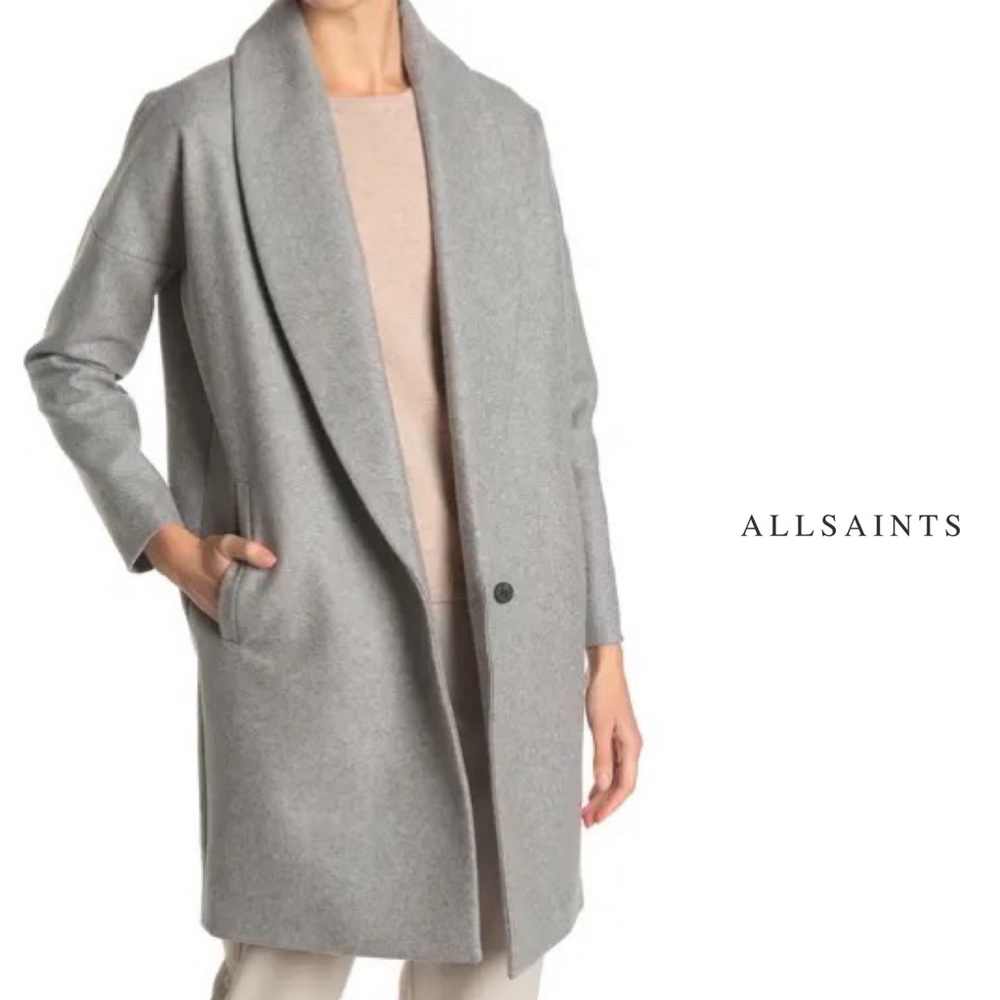 AllSaints Klein Gray Cocoon Coat Sz Small NWT